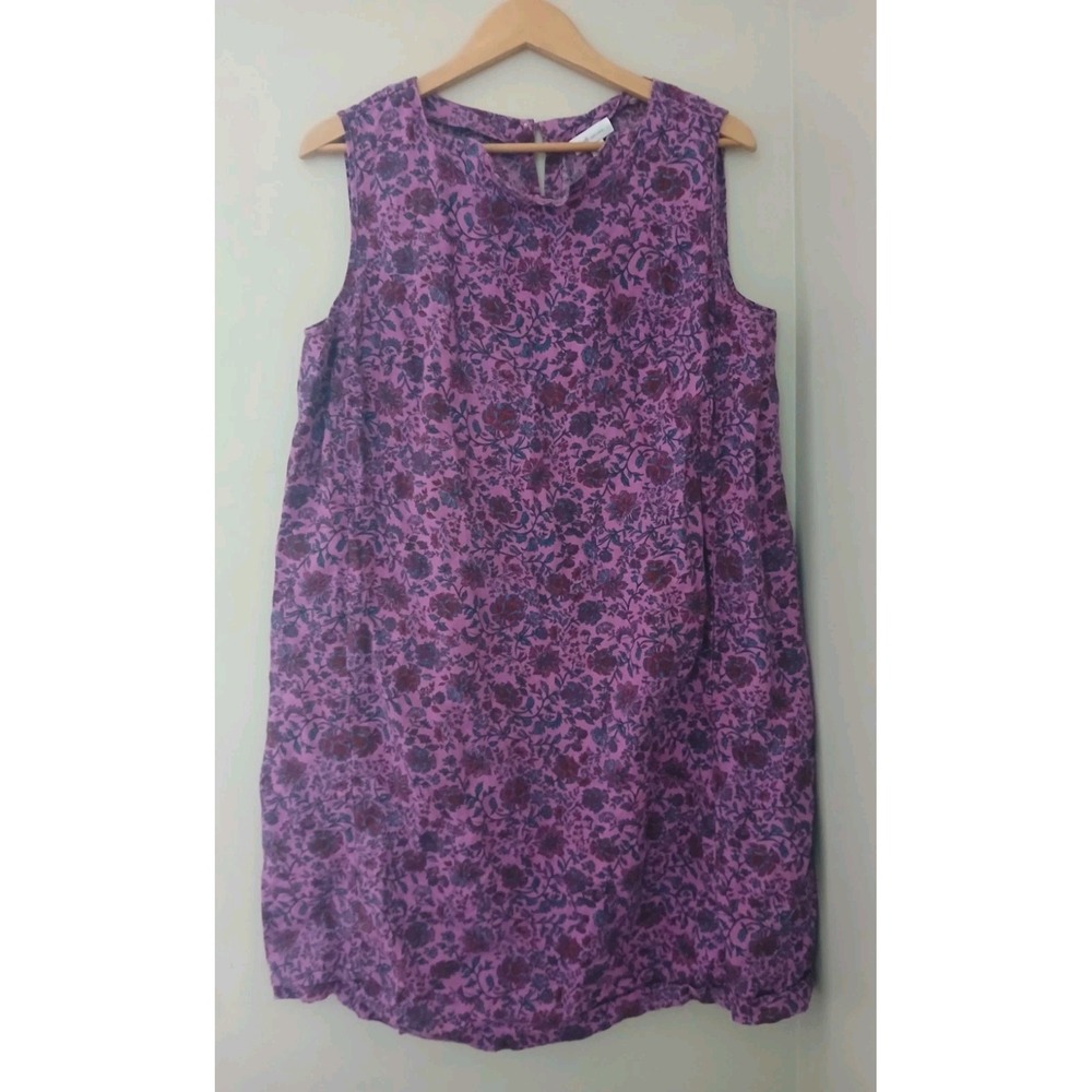 J. Jill Love Linen Sleeveless Shift Dress Size XL Floral Cottagecore Pockets